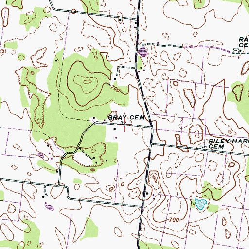 Topographic Map of Gray Cemetery, TN
