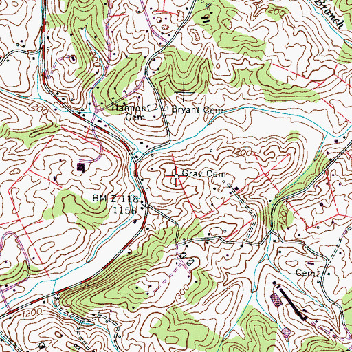 Topographic Map of Gray Cemetery, TN