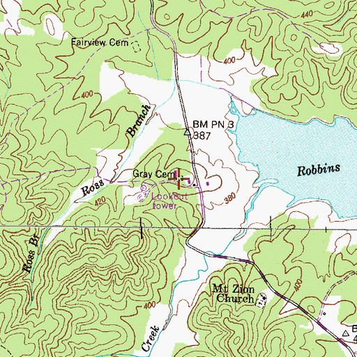Topographic Map of Gray Cemetery, TN