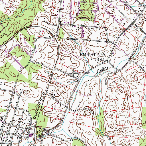Topographic Map of Gray Cemetery, TN