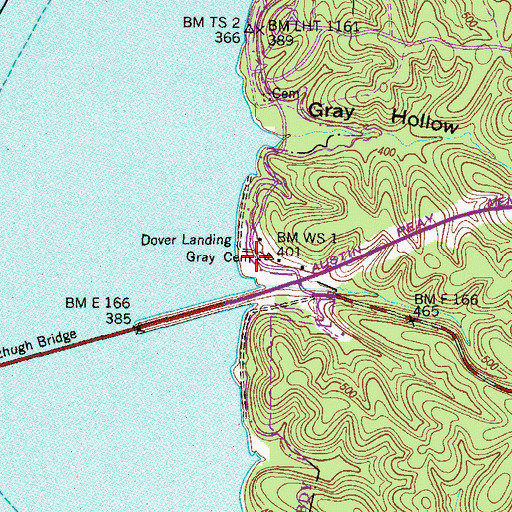 Topographic Map of Gray Cemetery, TN