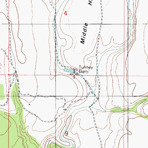 Topographic Map of Tunney Dam, AZ