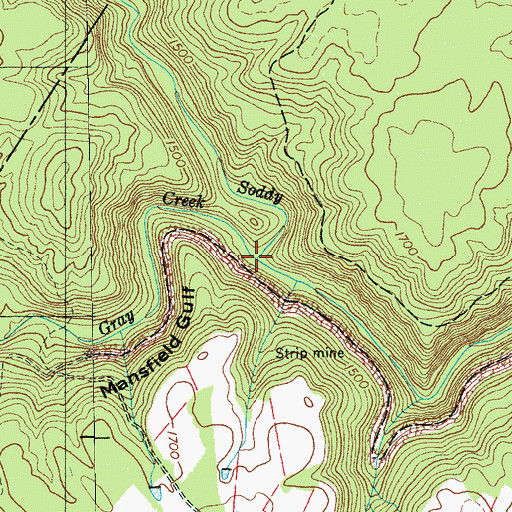 Topographic Map of Gray Creek, TN