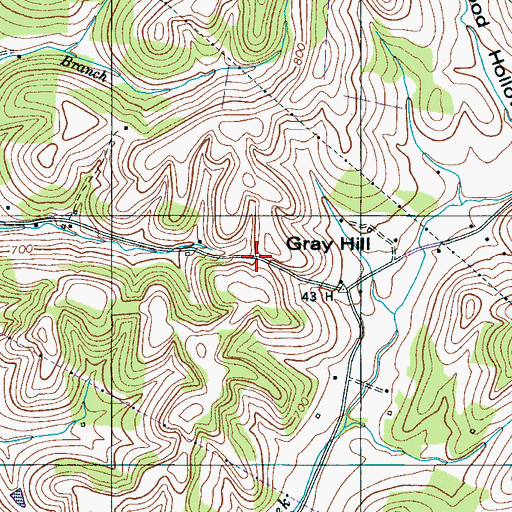 Topographic Map of Gray Hill, TN