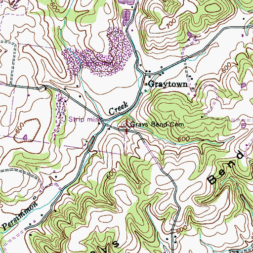 Topographic Map of Grays Bend Cemetery, TN