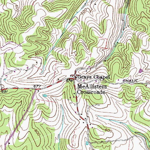 Topographic Map of Grays Chapel, TN