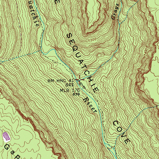 Topographic Map of Grays Creek, TN