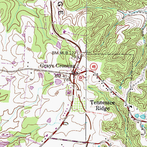 Topographic Map of Grays Crossing, TN