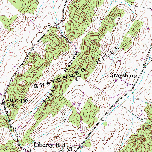 Topographic Map of Graysburg Hills, TN