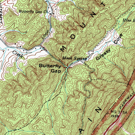 Topographic Map of Greasy Cove, TN