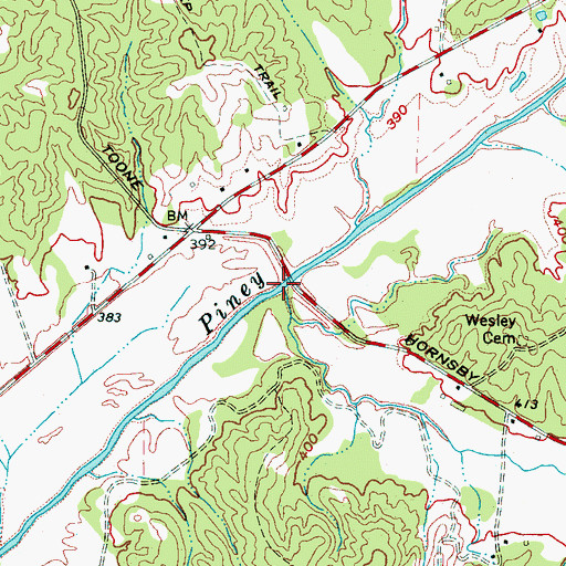 Topographic Map of Greasy Creek, TN