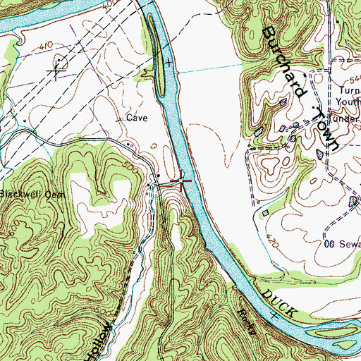 Topographic Map of Greasy Hollow, TN