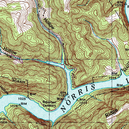 Topographic Map of Greasy Hollow, TN