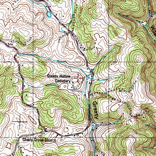 Topographic Map of Greasy Hollow Cemetery, TN