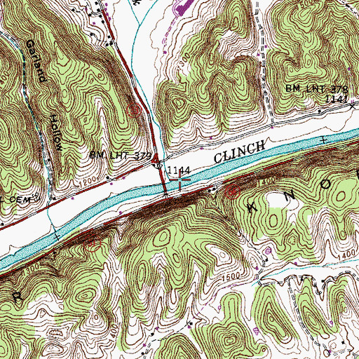 Topographic Map of Greasy Rock Creek, TN