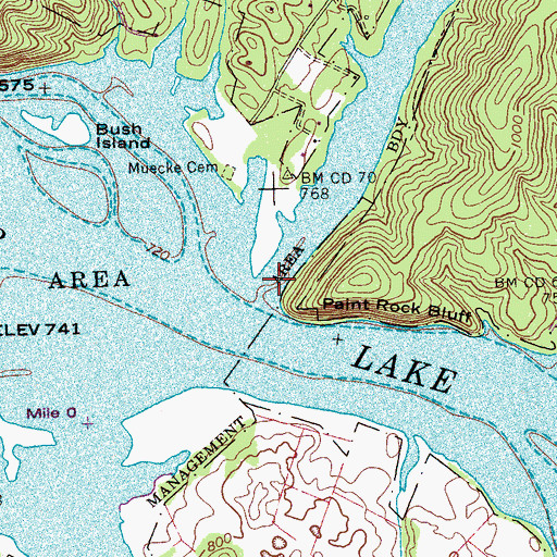 Topographic Map of Greasy Run Creek, TN