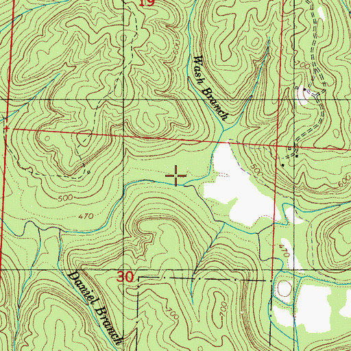 Topographic Map of Wash Branch, AL