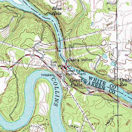 Topographic Map of Great Falls Hydro Plant, TN