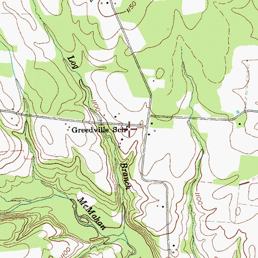 Topographic Map of Greedville School, TN