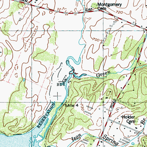 Topographic Map of Green Branch, TN