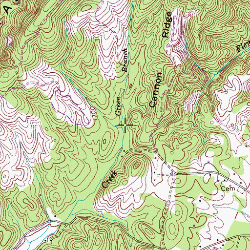 Topographic Map of Green Branch, TN