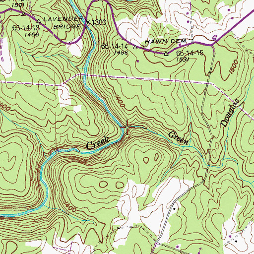 Topographic Map of Green Branch, TN