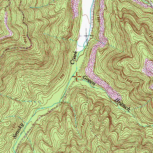 Topographic Map of Green Branch, TN