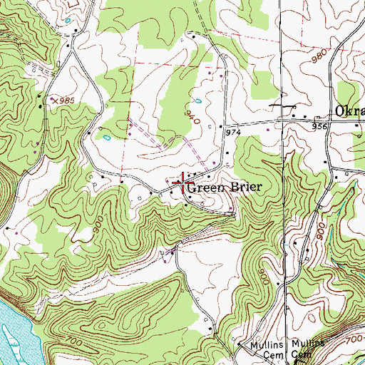 Topographic Map of Green Brier, TN