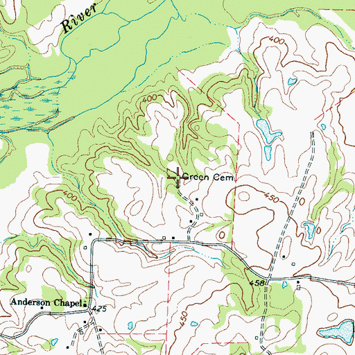 Topographic Map of Green Cemetery, TN