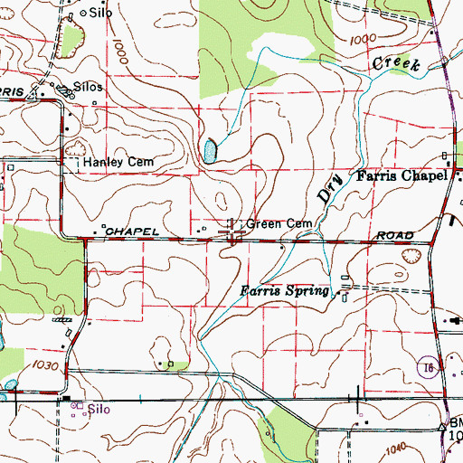Topographic Map of Green Cemetery, TN