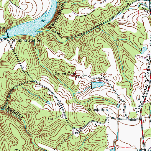 Topographic Map of Green Cemetery, TN