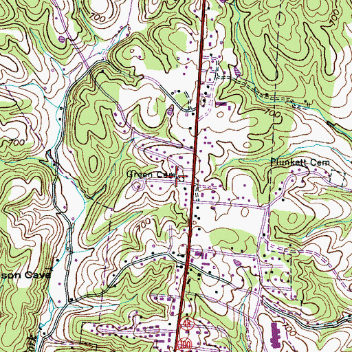 Topographic Map of Green Cemetery, TN