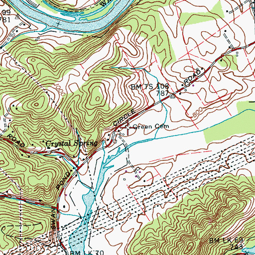 Topographic Map of Green Cemetery, TN