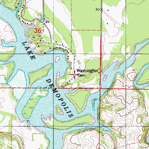Topographic Map of Washington Cemetery, AL