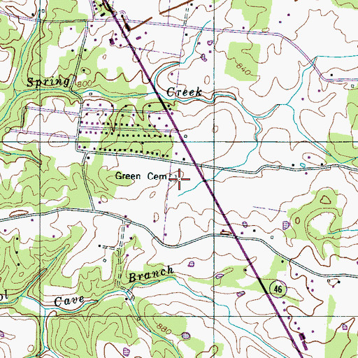 Topographic Map of Green Cemetery, TN