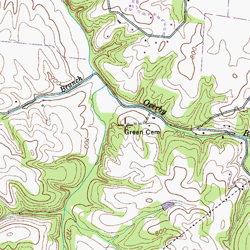 Topographic Map of Green Cemetery, TN