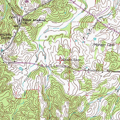 Topographic Map of Green Cemetery, TN