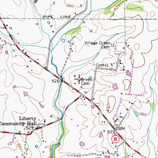 Topographic Map of Green Cemetery, TN