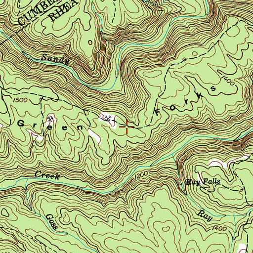 Topographic Map of Green Forks, TN