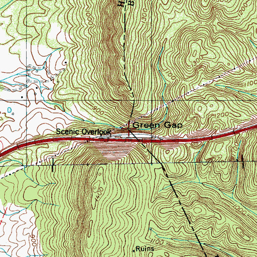 Topographic Map of Green Gap, TN