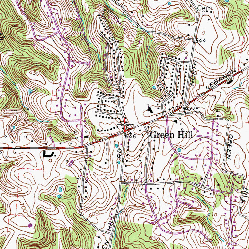 Topographic Map of Green Hill, TN