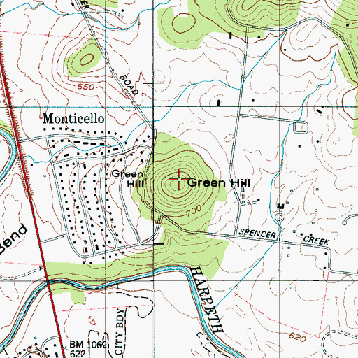 Topographic Map of Green Hill, TN