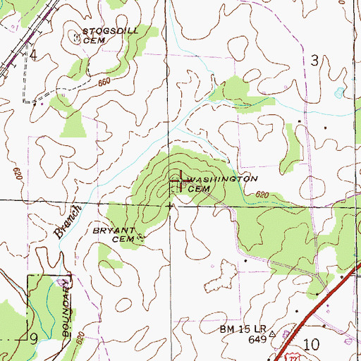 Topographic Map of Washington Cemetery, AL