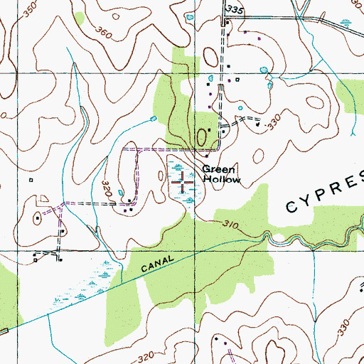 Topographic Map of Green Hollow, TN