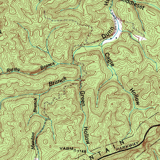 Topographic Map of Green Hollow, TN