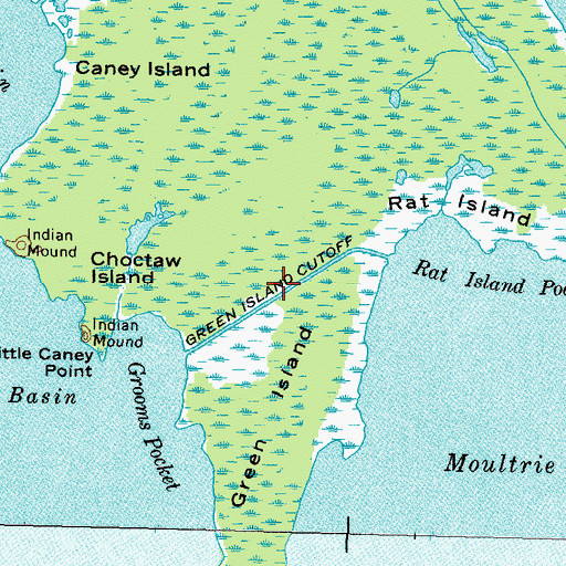 Topographic Map of Green Island Cutoff, TN