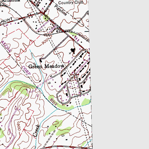 Topographic Map of Green Meadow, TN