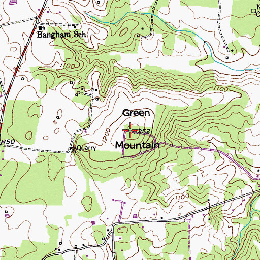 Topographic Map of Green Mountain, TN