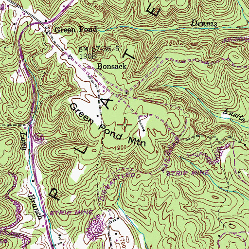 Topographic Map of Green Pond Mountain, TN
