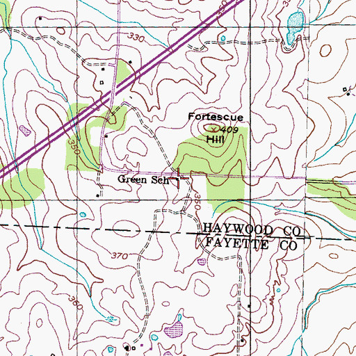 Topographic Map of Green School, TN